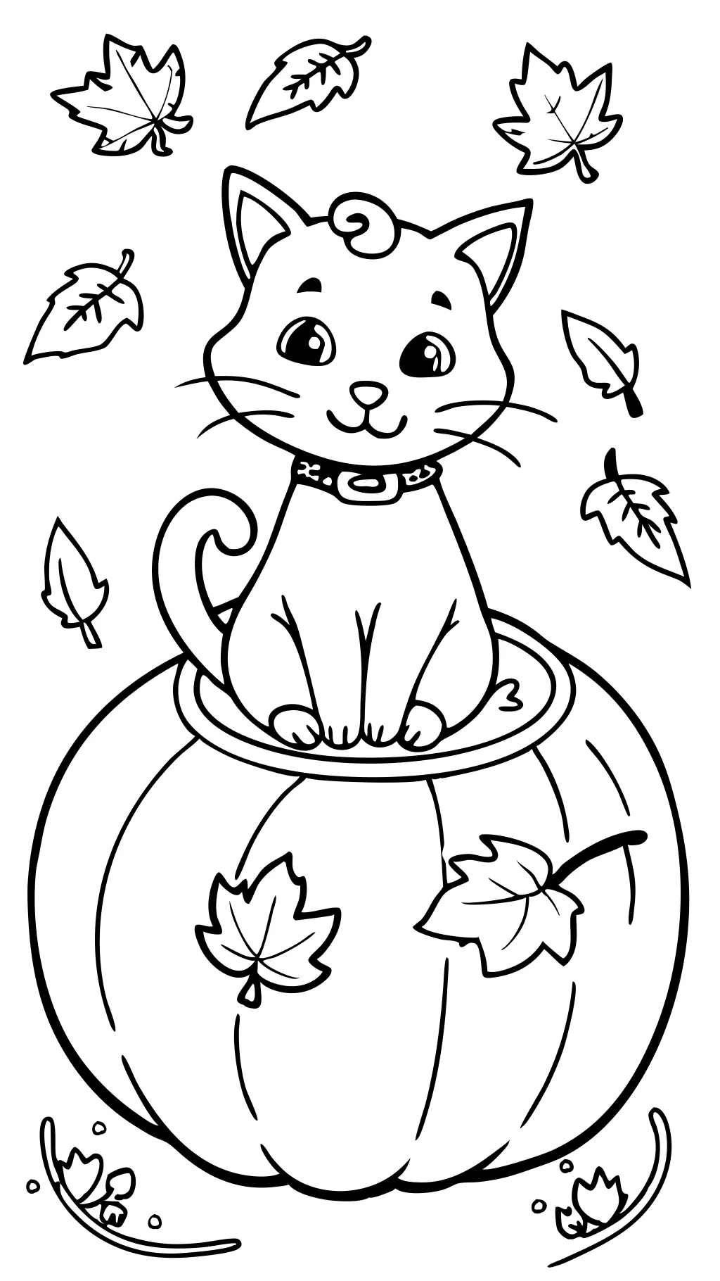 coloriage de chat à la citrouille